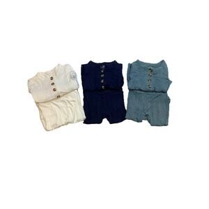 Little Biggins Bamboo Baby Outfit Lot 0-3 Months Shirt Pants Set 3Pc Bundle